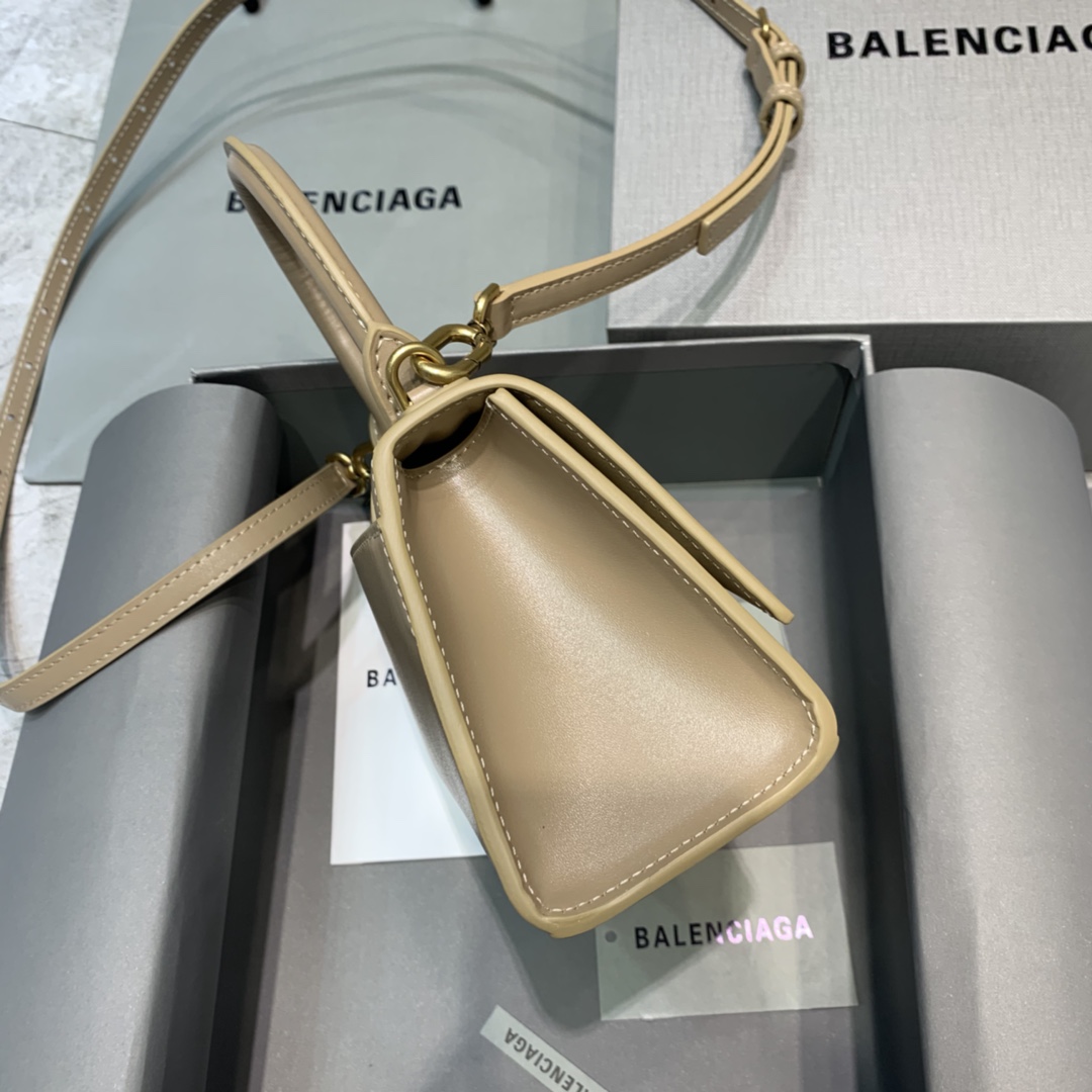 Balenciaga Hourglass XS Handbag Box Calfskin Shoulder Bag Apricot